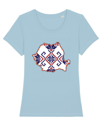 Romania Tricolor Motive Nationale Traditionale Sky Blue