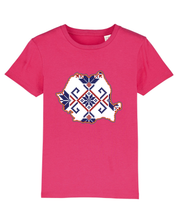 Romania Tricolor Motive Nationale Traditionale Raspberry