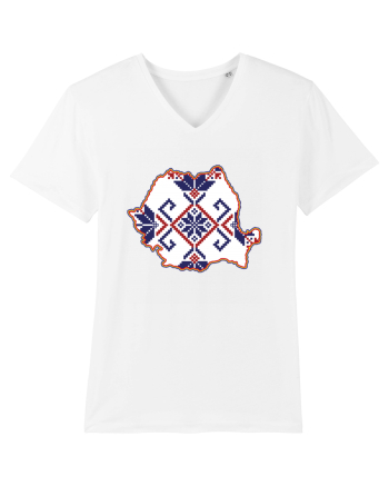 Romania Tricolor Motive Nationale Traditionale White