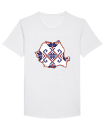 Romania Tricolor Motive Nationale Traditionale Tricou mânecă scurtă guler larg Bărbat Skater