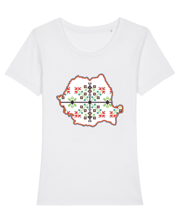 Romania Tricolor Motive Nationale Traditionale White