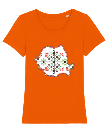 Romania Tricolor Motive Nationale Traditionale Bright Orange