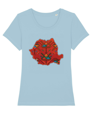 Romania Tricolor Motive Nationale Traditionale Sky Blue