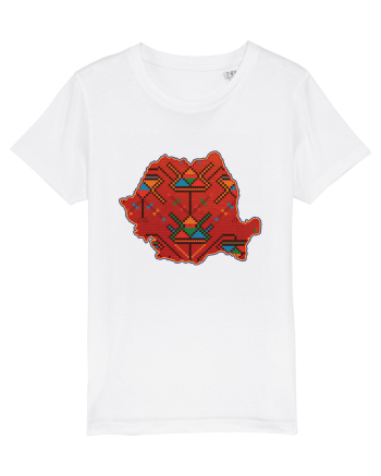 Romania Tricolor Motive Nationale Traditionale White