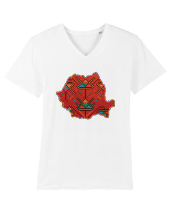 Romania Tricolor Motive Nationale Traditionale White