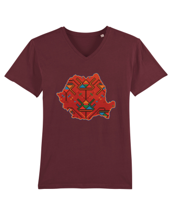 Romania Tricolor Motive Nationale Traditionale Burgundy