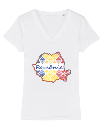 Romania Tricolor Motive Nationale White