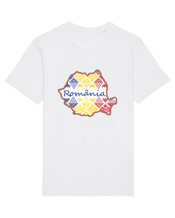 Romania Tricolor Motive Nationale White