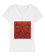 Romania Motiv National Traditional Tricou mânecă scurtă guler V Damă Evoker