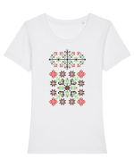 Romania Motiv National Traditional Tricou mânecă scurtă guler larg fitted Damă Expresser