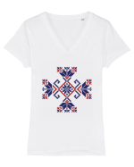 Romania Motiv National Traditional Tricou mânecă scurtă guler V Damă Evoker