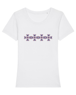 Romania Motiv National Traditional Tricou mânecă scurtă guler larg fitted Damă Expresser