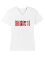 Romania Motiv National Traditional Tricou mânecă scurtă guler V Bărbat Presenter