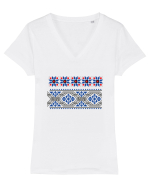 Romania Motiv National Traditional Tricou mânecă scurtă guler V Damă Evoker