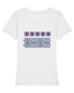 Romania Motiv National Traditional Tricou mânecă scurtă guler larg fitted Damă Expresser