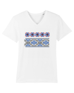 Romania Motiv National Traditional Tricou mânecă scurtă guler V Bărbat Presenter
