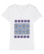 Romania Motiv National Traditional Tricou mânecă scurtă guler V Damă Evoker
