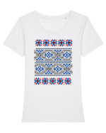Romania Motiv National Traditional Tricou mânecă scurtă guler larg fitted Damă Expresser