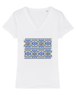 Romania Motiv National Traditional Tricou mânecă scurtă guler V Damă Evoker