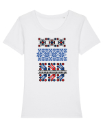 Romania Motiv National Traditional Tricou mânecă scurtă guler larg fitted Damă Expresser