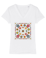 Romania Motiv National Traditional Tricou mânecă scurtă guler V Damă Evoker