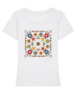 Romania Motiv National Traditional Tricou mânecă scurtă guler larg fitted Damă Expresser