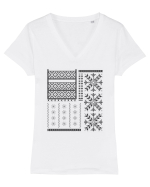 Romania Motiv National Traditional Tricou mânecă scurtă guler V Damă Evoker
