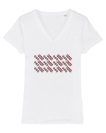 Romania Motiv National Traditional Tricou mânecă scurtă guler V Damă Evoker