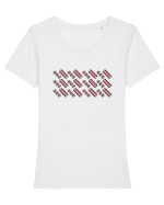 Romania Motiv National Traditional Tricou mânecă scurtă guler larg fitted Damă Expresser
