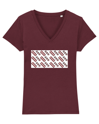 Romania Motiv National Traditional Burgundy