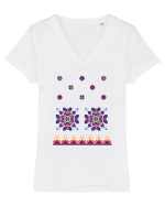 Romania Motiv National Traditional Tricou mânecă scurtă guler V Damă Evoker
