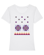 Romania Motiv National Traditional Tricou mânecă scurtă guler larg fitted Damă Expresser