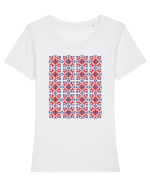 Romania Motiv National Traditional Tricou mânecă scurtă guler larg fitted Damă Expresser