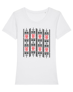 Romania Motiv National Traditional Tricou mânecă scurtă guler larg fitted Damă Expresser