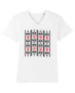 Romania Motiv National Traditional Tricou mânecă scurtă guler V Bărbat Presenter