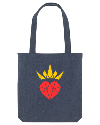 Cute Origami Crowned Heart Midnight Blue