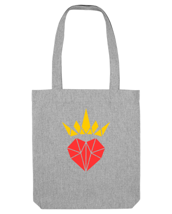 Cute Origami Crowned Heart Heather Grey