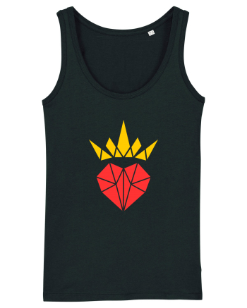Cute Origami Crowned Heart Black