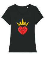 Cute Origami Crowned Heart Tricou mânecă scurtă guler larg fitted Damă Expresser
