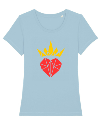Cute Origami Crowned Heart Sky Blue