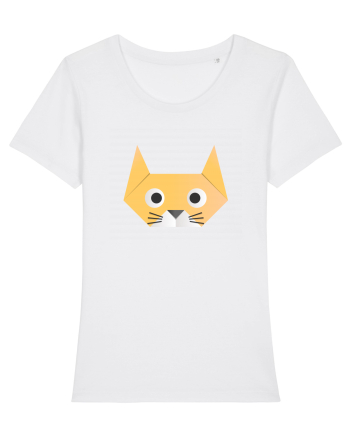 Funny  Cat Face - Origami Style White