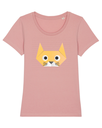 Funny  Cat Face - Origami Style Canyon Pink