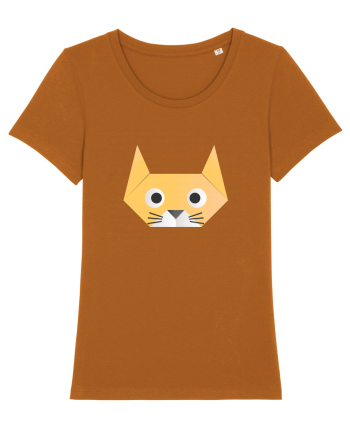 Funny  Cat Face - Origami Style Roasted Orange