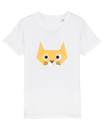 Funny  Cat Face - Origami Style White