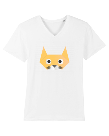 Funny  Cat Face - Origami Style White