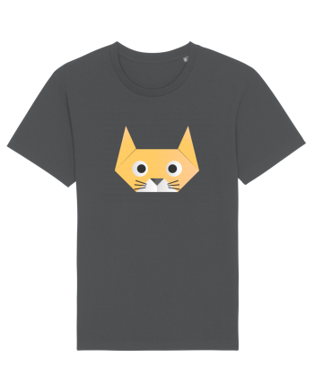 Funny  Cat Face - Origami Style Anthracite