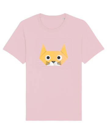 Funny  Cat Face - Origami Style Cotton Pink