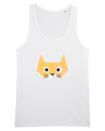 Funny  Cat Face - Origami Style White