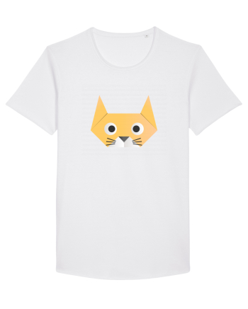 Funny  Cat Face - Origami Style White