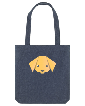 Cute Dog Face - Origami Style Midnight Blue